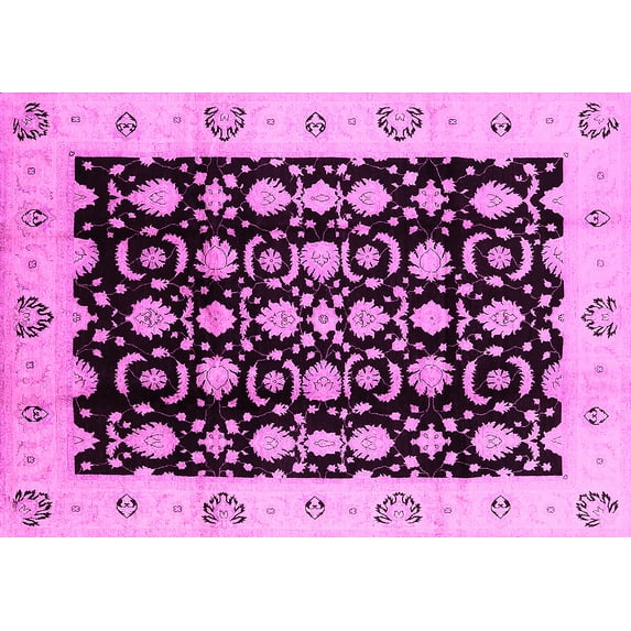 Ahgly Company Indoor Rectangle Oriental Pink Traditional Area Rugs, 2' x 4'