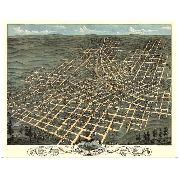 Great BIG Canvas | Rolled Poster Print entitled Atlanta Map II