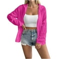 thumbnail image 2 of Clearance under 10!Sevevn Fashion Women Casual Hooded Slim Zipper Fleece Sweater Lightweight Jacket Coat Early Access Deals Hot Pink M, 2 of 4