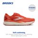 thumbnail image 2 of Zapatillas para correr Brooks Ghost 16 para mujer, color coral y flor del desierto, 2 of 6