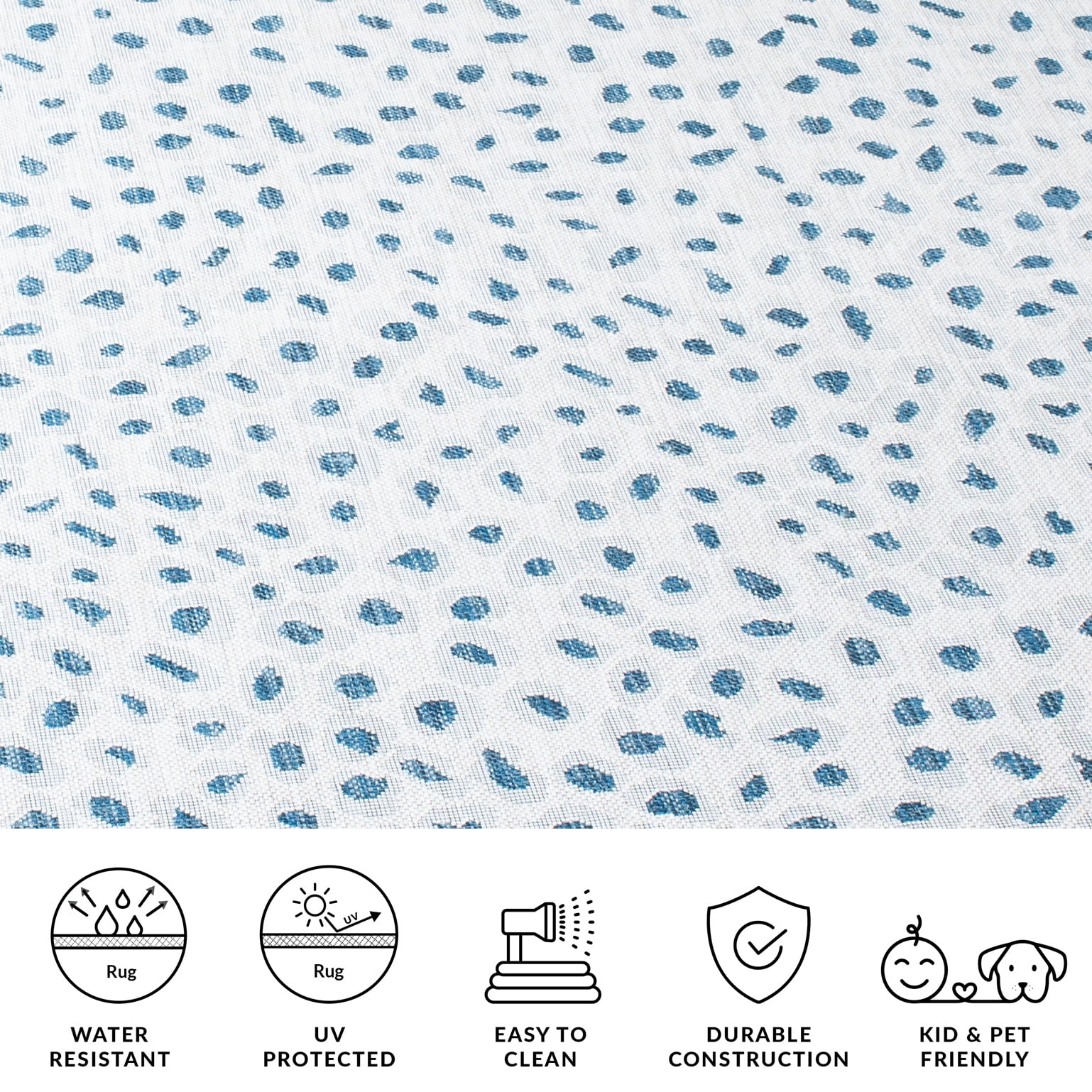SAFAVIEH Courtyard Otis Spotted Indoor/Outdoor Area Rug, Ivory/Blue, 8' x 10'