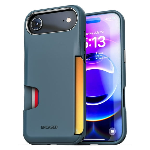 Encased for iPhone Air Wallet Case (Cache Series) - Protective Phone Case with Built-In Card Holder Slot (Blue)