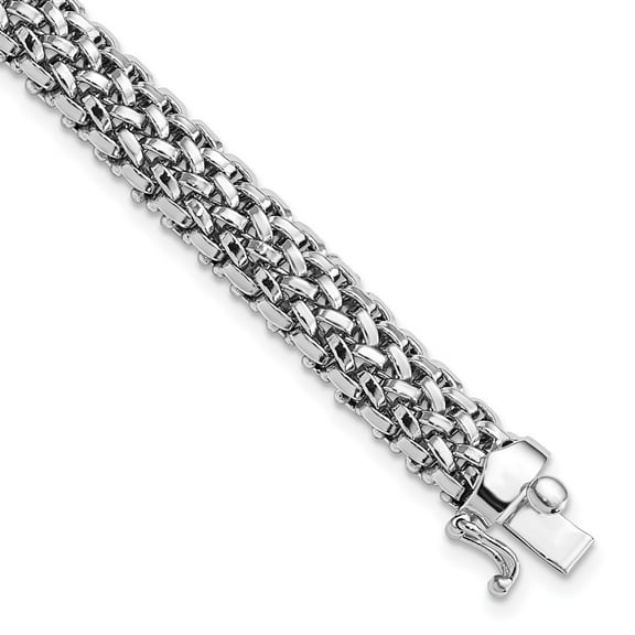14k White Gold Bracelet Fancy Mesh 7 mm 7.25 in 7.25in Polished