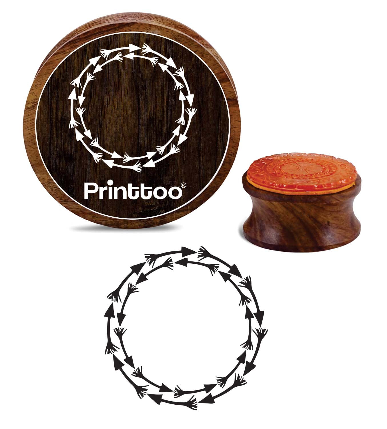 Timbro In Gomma Su Legno Printtoo – Motivo Cervo Quadrato (4x4 Pollici) Per Tessuti E Carta
