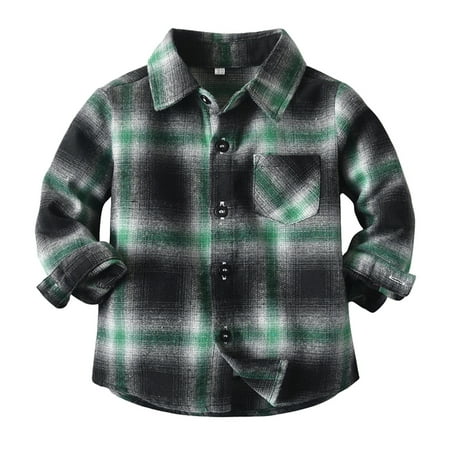 

Kids Clothing Toddler Boys Girls Shirt Coat Jacket Plaid Long Sleeve Kids Turn Down Collar Button Tops Outwear