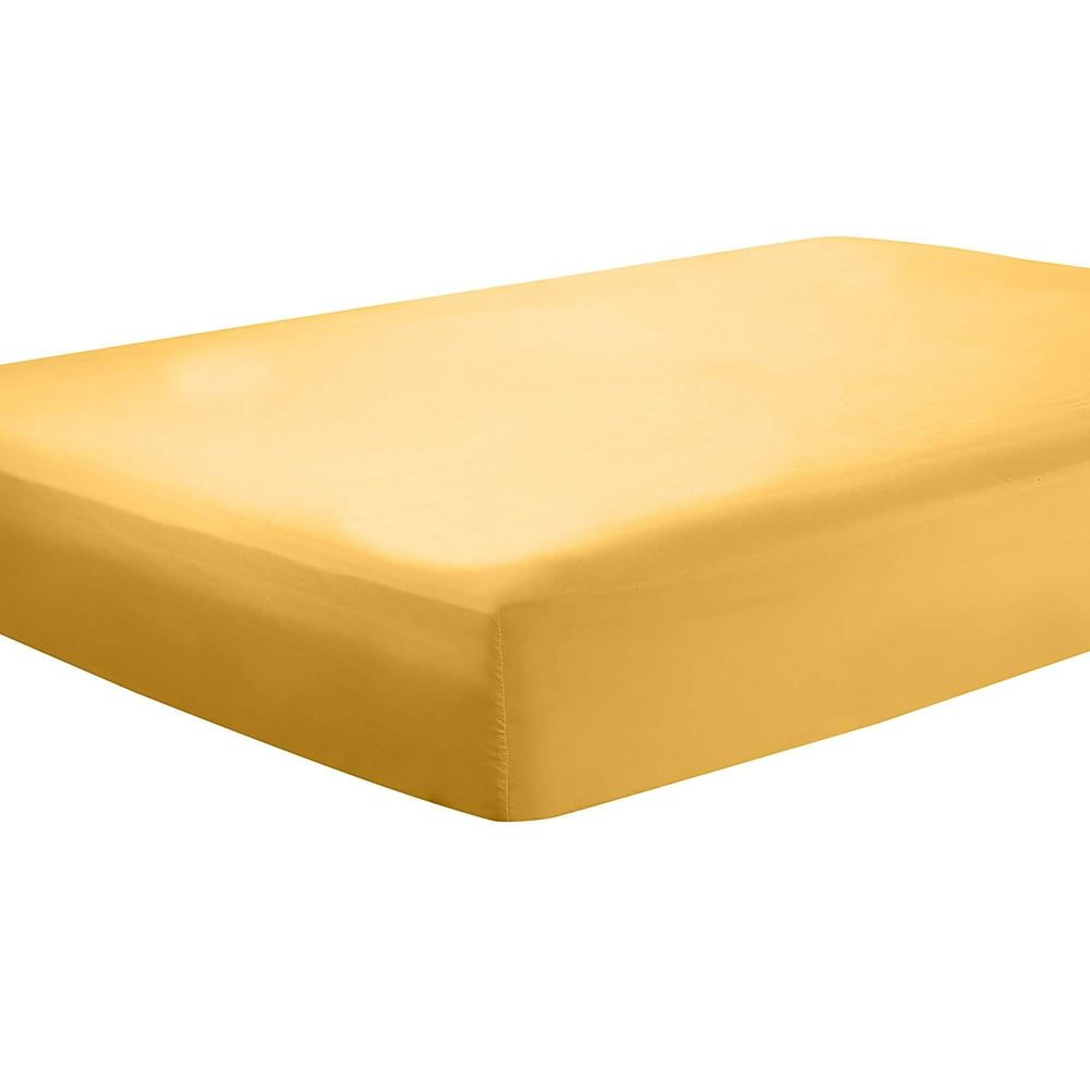 Clara Clark Premier 1800 Collection Single Fitted Sheet, King Size, Yellow