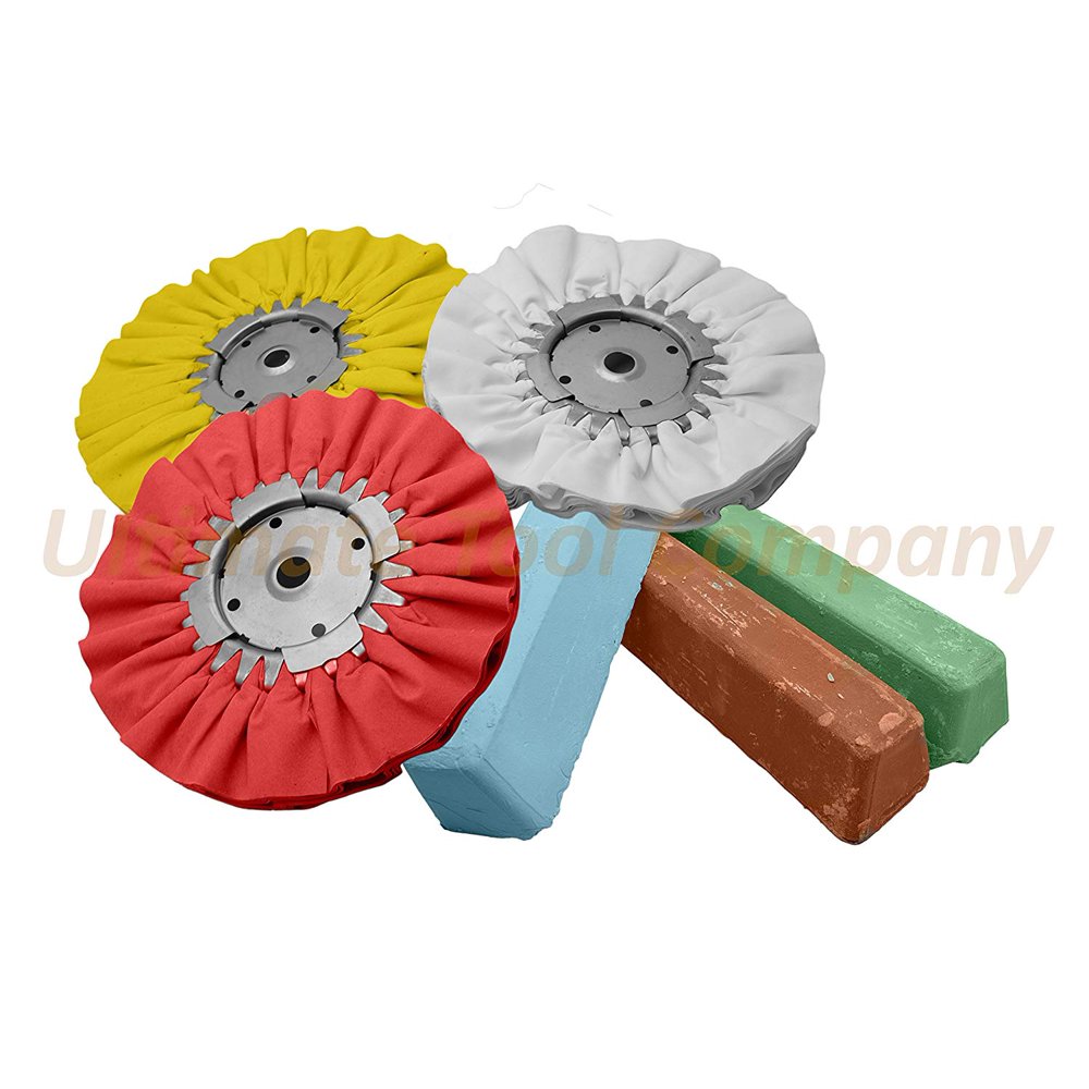 Complete 6pc Kit Buffing Wheel & Polishing Aluminum Brown Blue Red