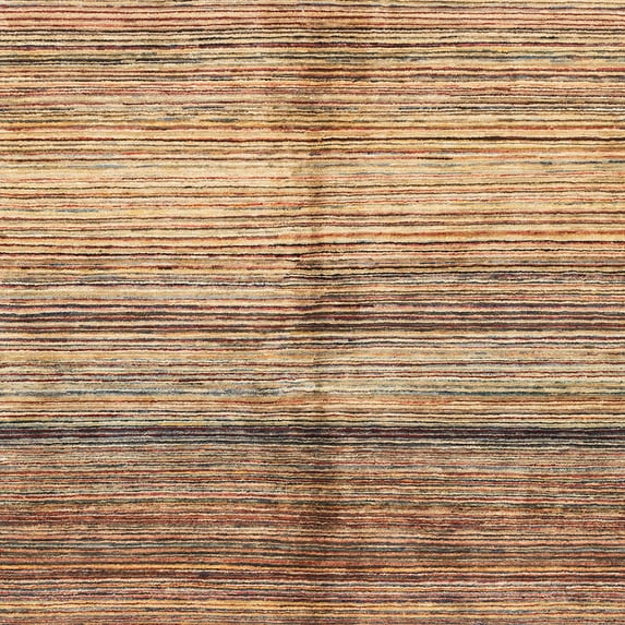 Ahgly Company Machine Washable Indoor Square Abstract Sandy Brown Area Rugs, 3' Square