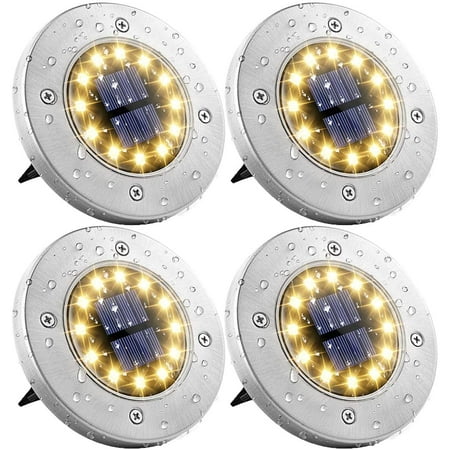 

4-Piece Solar Garden Lights - 12 LEDs - Warm White - Outdoor Solar Floor Light