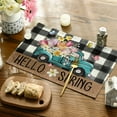 thumbnail image 6 of Sm:)e Spring Placemats with Flowers Floral Truck Placemats Set of 4, 12 x 18 Inch, White and Black Buffalo Plaid Spring Kitchen Decor, 6 of 7