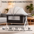 thumbnail image 4 of 3-in-1 Baby Bassinet Bedside Sleeper with Wheels, Mosquito Net, Mattress and Storage Basket,Dark Gray, 4 of 7