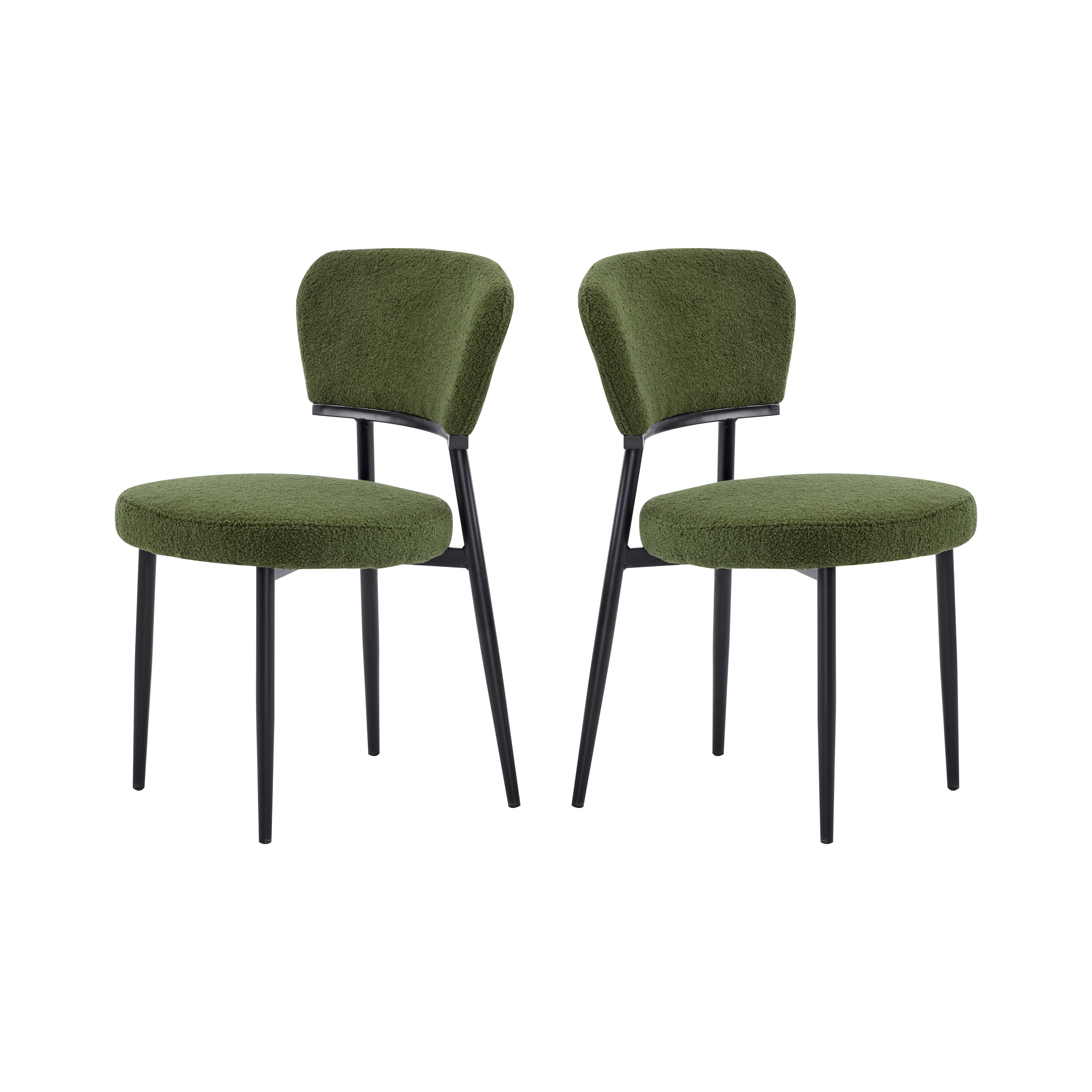 EUROCO Upholstered Dining Chairs Set of 2, Modern Accent Chair Armless,Side Chair for Kitchen Living Room,Green
