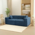 thumbnail image 3 of 79" Teddy Velvet Big Sofa, Soft Couch with Hybrid Foam, Furniture Couch with Ergonomic Support for Living Space, Blue, 3 of 9