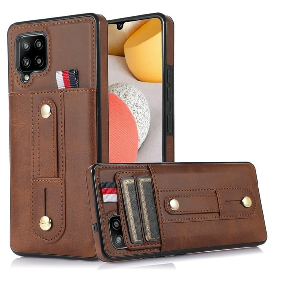 for Samsung Galaxy A42 5G Case Wallet with Slide Credit Card Holder, Flip Premium PU Leather Hidden Kickstand Classic Retro Heavy Duty Protective Cover for Samsung Galaxy A42 5G,Brown