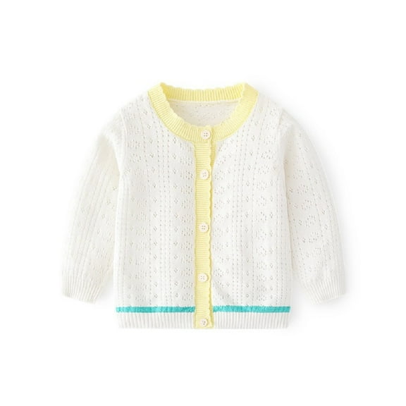 Chenyin 4M-8T Little Girls Cardigan Knit Sweater Cotton Thin Knit Shirt for Toddler Kids Hollow out Cardigan Sweater Jacket Knit Tops Spring Fall