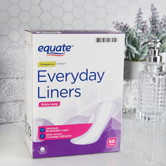 Equate Equate Everyday Pantiliners Extra Long, 68 Count