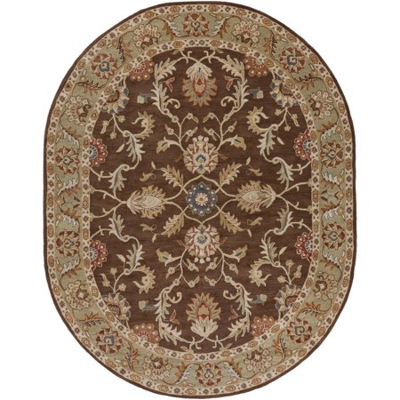 Caesar CAE-1009 8' x 10' Oval Rug in Dark Brown/Camel/Orange/Khaki/Charcoal/Tan