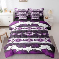 Castle Fairy Boho Hippie Aztec Bedding Comforter Set,Abstract Cow Print King Bedding Sets