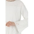 thumbnail image 3 of Embroidered And Lined Wide Cut Modest Dress Off White, 3 of 4