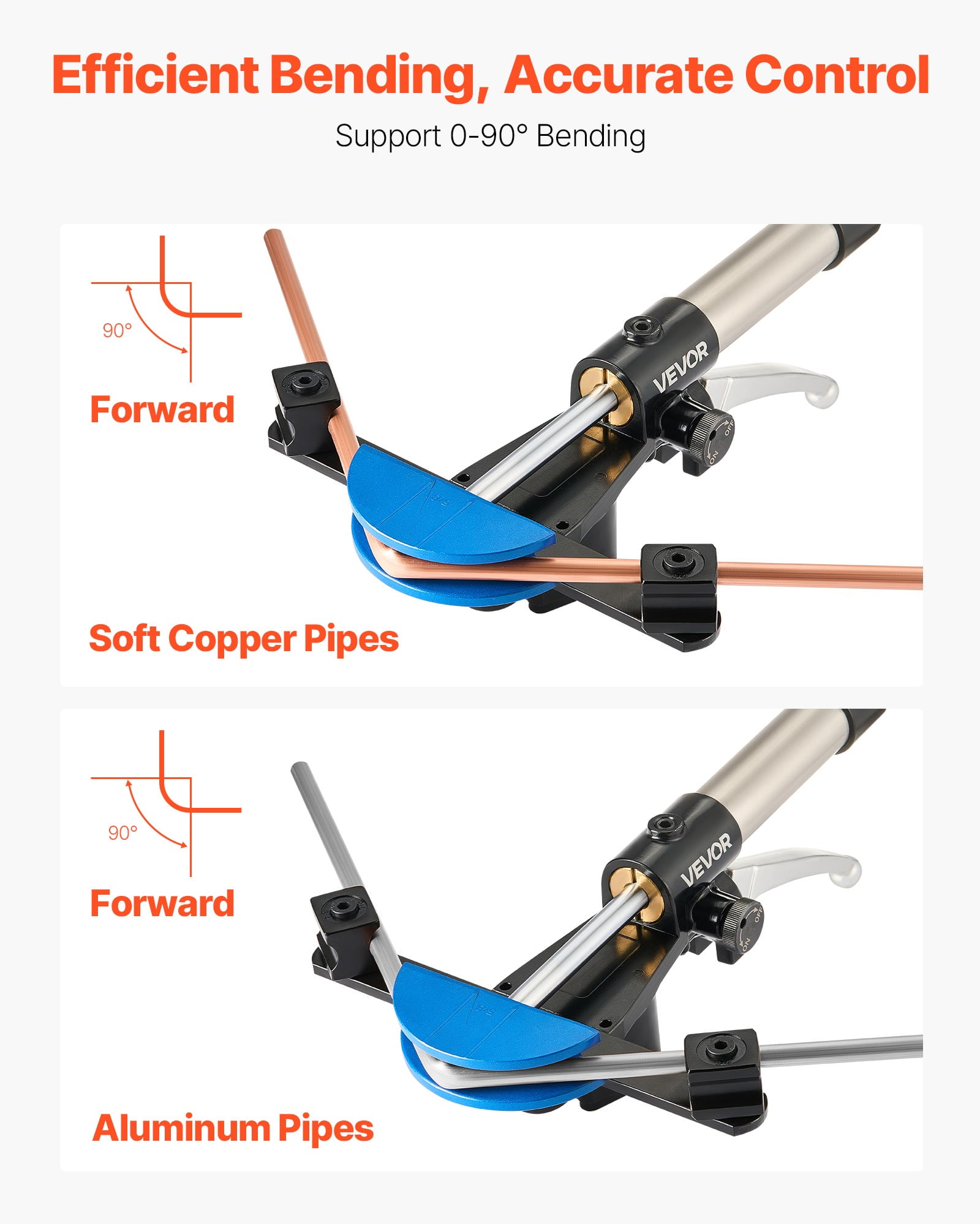 VEVOR Hydraulic Tubing Bender Kit, 1/4 to 7/8 Inch, Copper Tube Pipe Bender, HVAC Bending Tool Set, 90° Bend, with 7 Color Aluminium Alloy Dies, for HVAC Air Conditioning Refrigeration Auto Repair