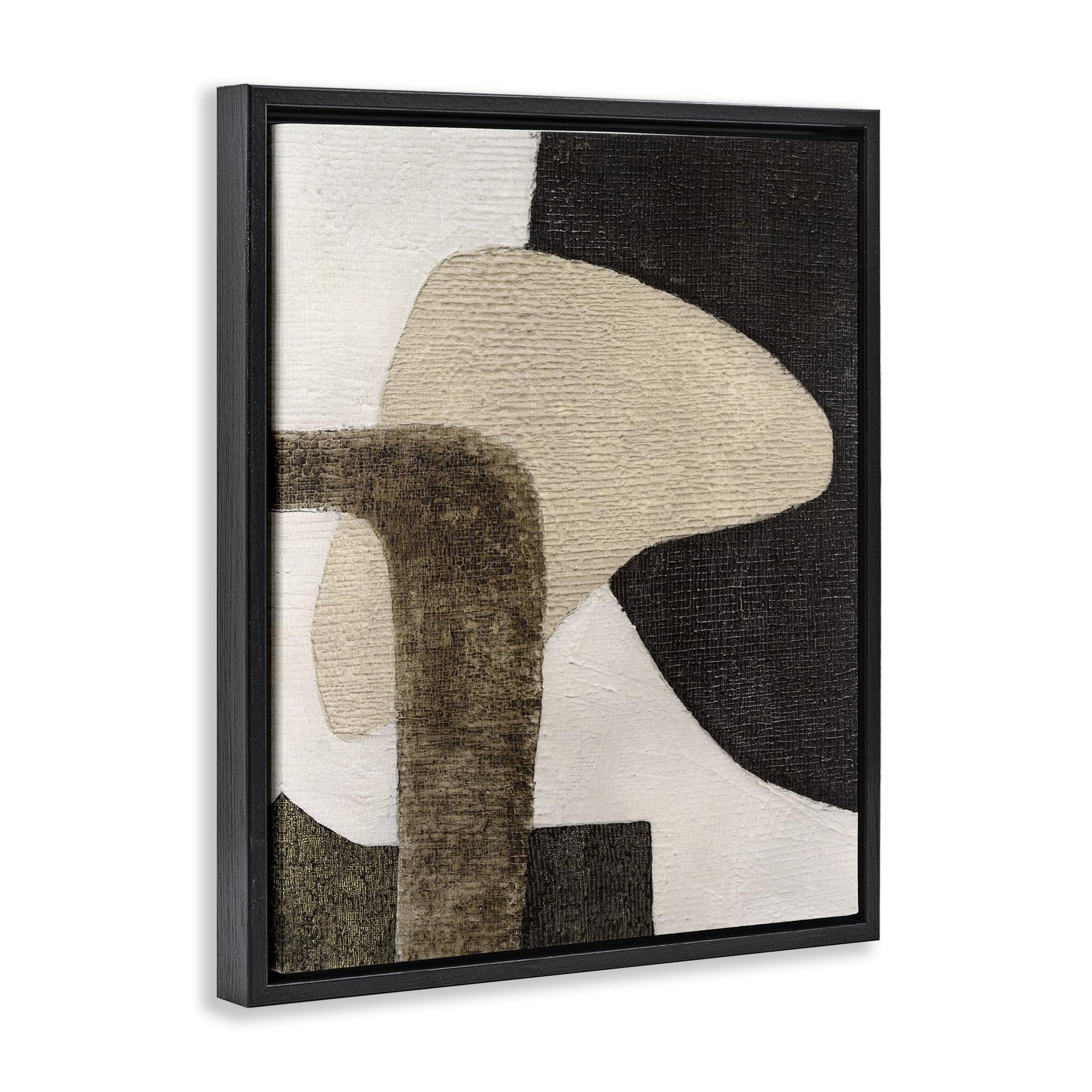 Stupell Industries Southwestern Neutrals Pattern Abstract Painting Black Floater Framed Canvas Art Print Wall Art, 17 x 21