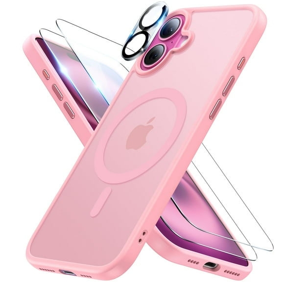 Funda de teléfono Meifigno diseñada para iPhone 16 Plus de 6.7 pulgadas, color rosa