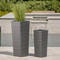 thumbnail image 4 of VORENE Grey Rattan Flower Pot Indoor Outdoor Decorative Planter, 4 of 6