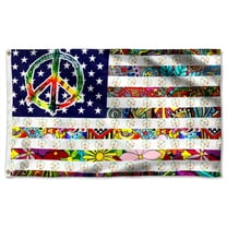 Cayyon Peace Sign Hippie American Grommet Flag 3x5Feet Banner with 2 Brass Grommets