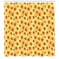thumbnail image 3 of Strawberry Shower Curtain, Retro Spring Theme Print with Fruits Flowers on Background with Circle Shapes, Fabric Bathroom Set with Hooks, 69W X 75L Inches Long, Multicolor, by Ambesonne, 3 of 3