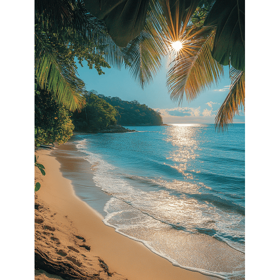 Tropical Beach Sunset Canvas Print/Wall Art, Suitable for Living Room, Bathroom, Office, and Hotel Decoration.
