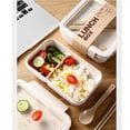 thumbnail image 3 of WRXMIJNHGSA Boîte à Lunch Portable Boîte à Lunch Étanche Récipient à Salade avec Cuillère & Baguettes Récipients à Lunch Étanches Micro-Ondes Congélateur Lave-Vaisselle Disponible Rectangle Blé, 3 of 8