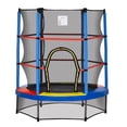 thumbnail image 1 of 55" Multi-Color Indoor/Outdoor Trampoline with Enclosure Net – Safe Bouncing Fun for Ages 3-6 – Durable Metal Frame & Bungee Design – Living Room, Backyard Play, 1 of 7