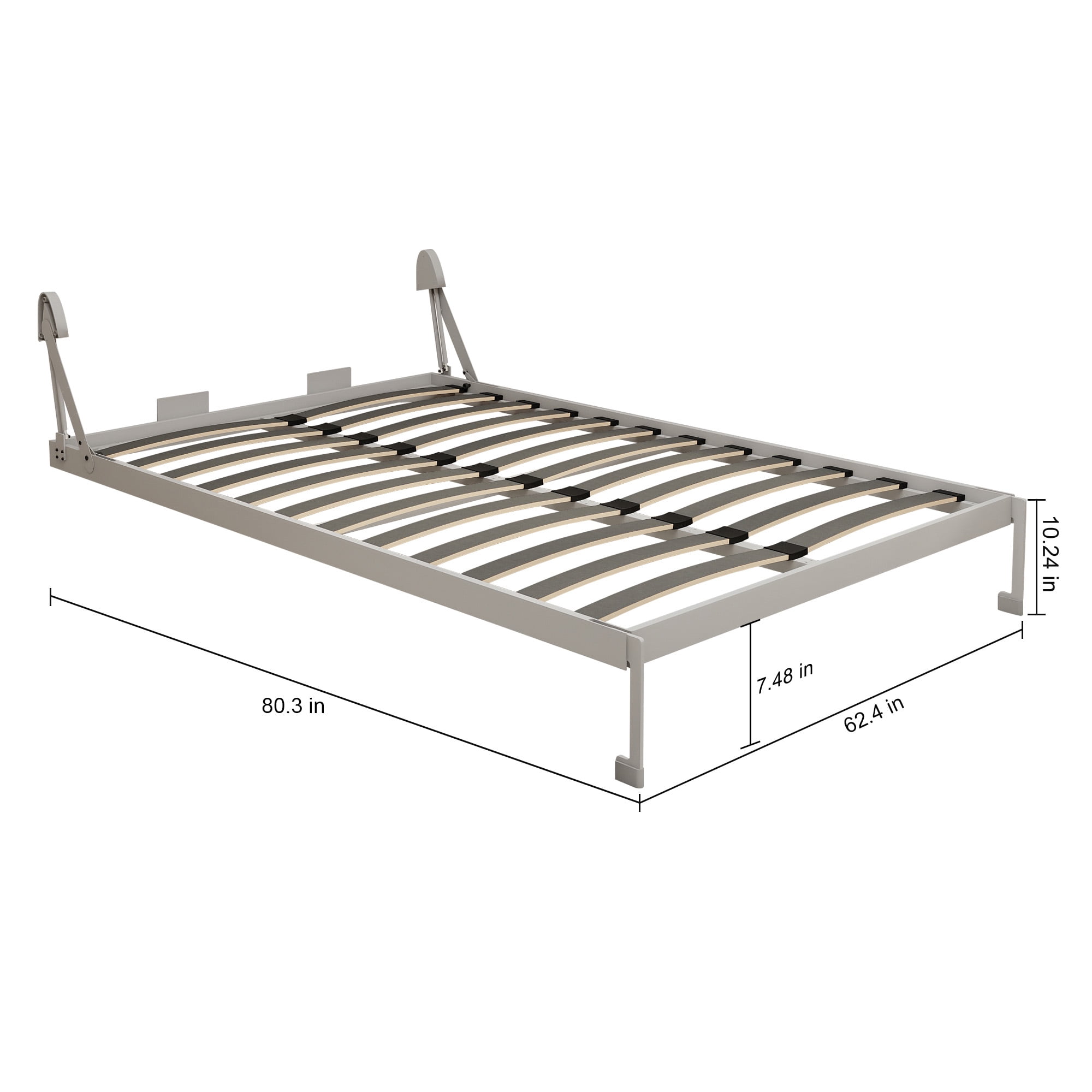 DIY Cabinet Folding Bed Hardware Kit, Queen Size Vertical Murphy Wall Bed Mechanism with Automatic Leg and Hydraulic System, Grey Bed Frame
