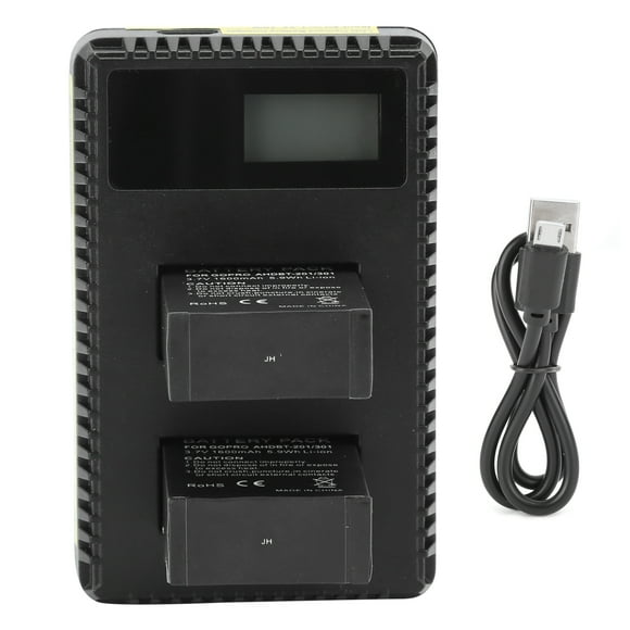 ZOUSSIQI Camera Dual Charger AHDBT‑201/301 Cam Power Charger with LCD 1600mAh Battery for Hero 3/3+ EL225#34604