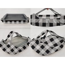 Buffalo Check Plaid Casserole Baking Pan or Pie Plate Cozy and Carrier by Penny's Needful Things (Large Casserole Carrier) (White)