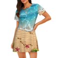 thumbnail image 1 of Balery Tropical Beach With Starfish Camisón de manga corta con cuello redondo para mujer, cómodo y elegante., 1 of 6