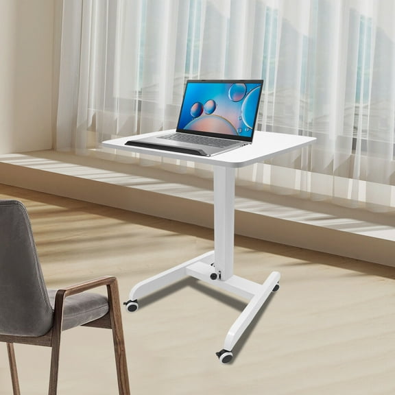 Miumaeov Adjustable Standing Desk Rolling Laptop Cart Mobile Podium Pedal Lift w/ Wheels