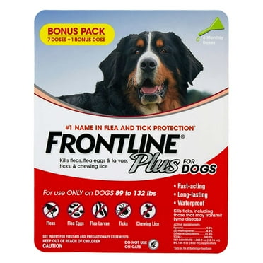 Frontline Plus Flea and Tick Dog Treatment 89-132 lb, 7 1 Doses