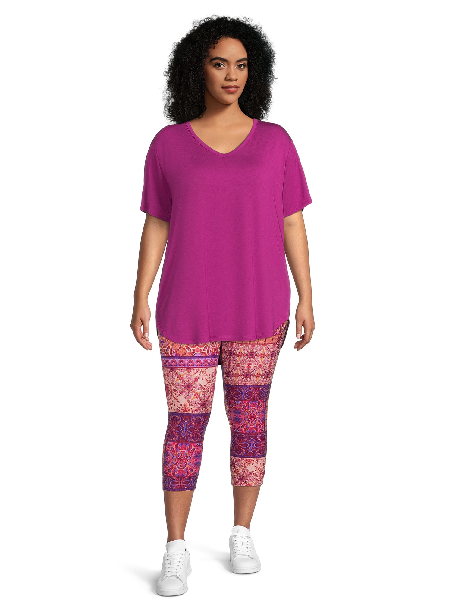 Terra & Sky Women's Plus Size V-Neck Tunic T-Shirt