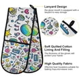 thumbnail image 2 of Yayeee Double Oven Mitt Kitchen Heat Resistant Baking 35" x7" Quilted Glove, Blue Doodle Pattern, 2 of 6