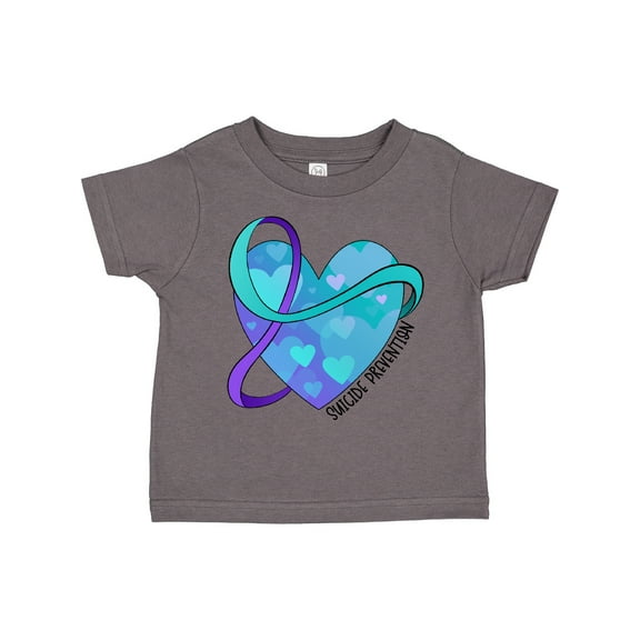 Inktastic Suicide Prevention Awareness Purple and Teal Heart Ribbon Boys or Girls Toddler T-Shirt