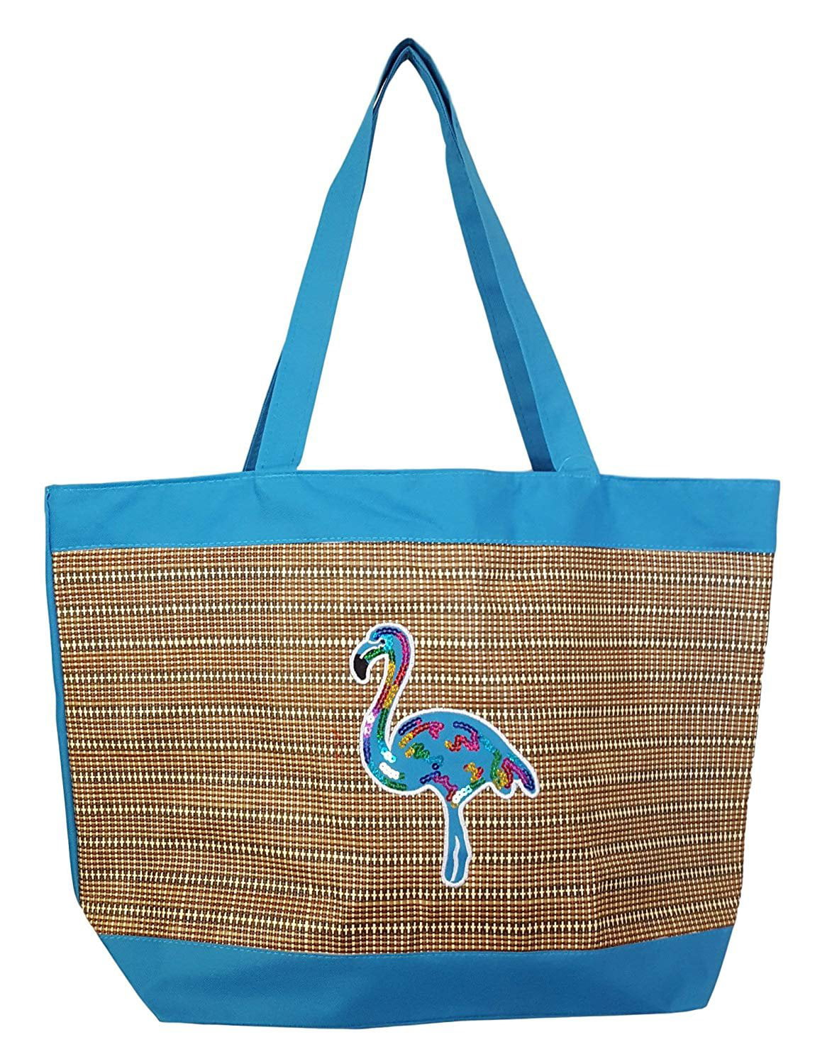 Patterned Blue Bag Blue Banana Flamingo Handbag Womens Bird & Leaf Print 