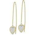 thumbnail image 2 of Solid 14k Yellow Gold & Rhodium Polished Satin and Diamond Cut Heart Threader Earrings - 45mm, 2 of 6