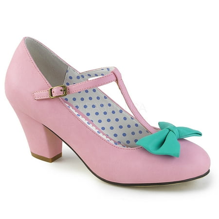 - WIGGLE-50, 2 1/2'' Cuben Heel T-Strap Pump Shoes