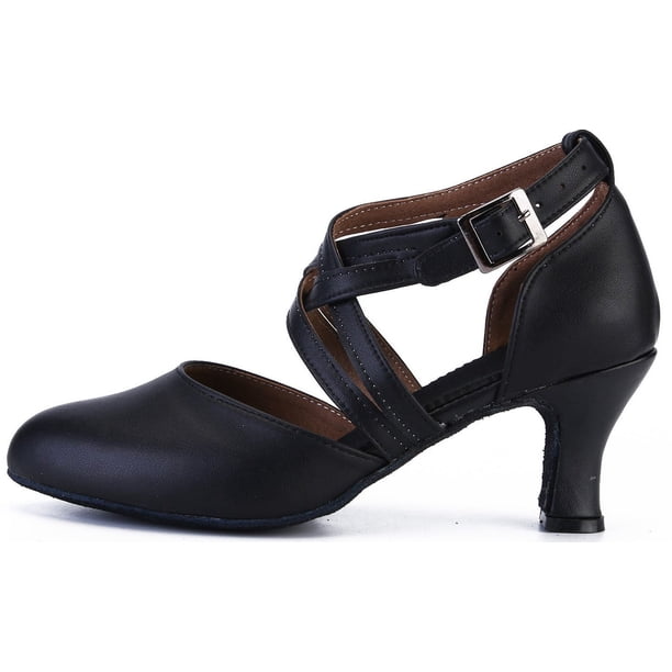 XIHAHA-zapatos de baile latino para mujer y niña, calzado de salón de Tango, cómodo, con tira, suela suave, color negro, para verano