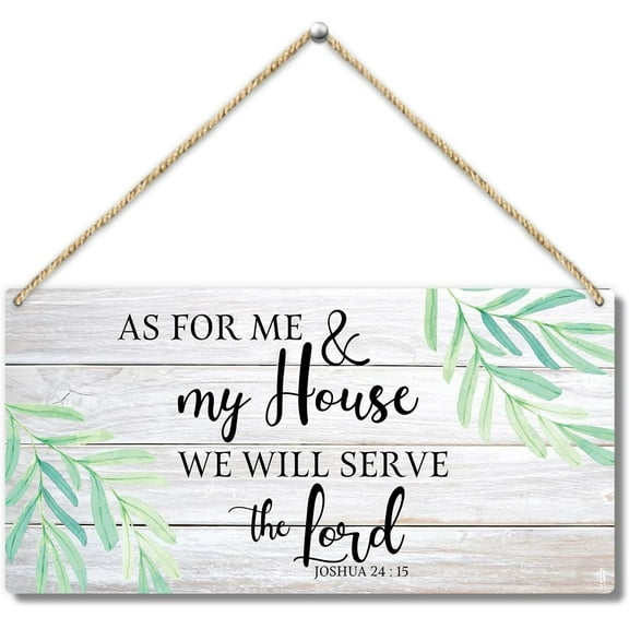 Wood Sign 5x10 Inch Bible Verses Front Door Wooden Hanging Sign As For Me And My House We Will Serve The Lord Hanging Wall Plaque Sign Farmhouse Hanging Wooden Art Decor For Outdoor Indoor Home