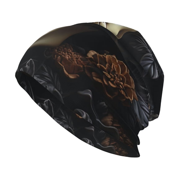 Skull Beanie Cap Slouchy Knit Hat Headwear Warm for Men Women , Death Skull Gothic Art Black