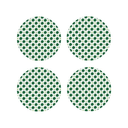 

Fuzoiu St. Patrick’s day Print Leather Coasters Set Drink Coasters Set of 4 for Tabletop Protection Durable PVC Coasters Home Décor and Housewarming Gift-Round Shape