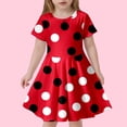 thumbnail image 2 of Tfken Summer Dresses For Girls Polka Dot Print Short Sleeve Crew Neck Dresses Trendy Daily Wear Children Comfortable Clothes Red Size 6-7 Years, 2 of 4