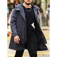 thumbnail image 1 of LELINTA Mens Trench Coat Warm Lightweight Active Outdoor Full Zip Hooded Long Rain Jacket Long Overcoat Tops, 1 of 6